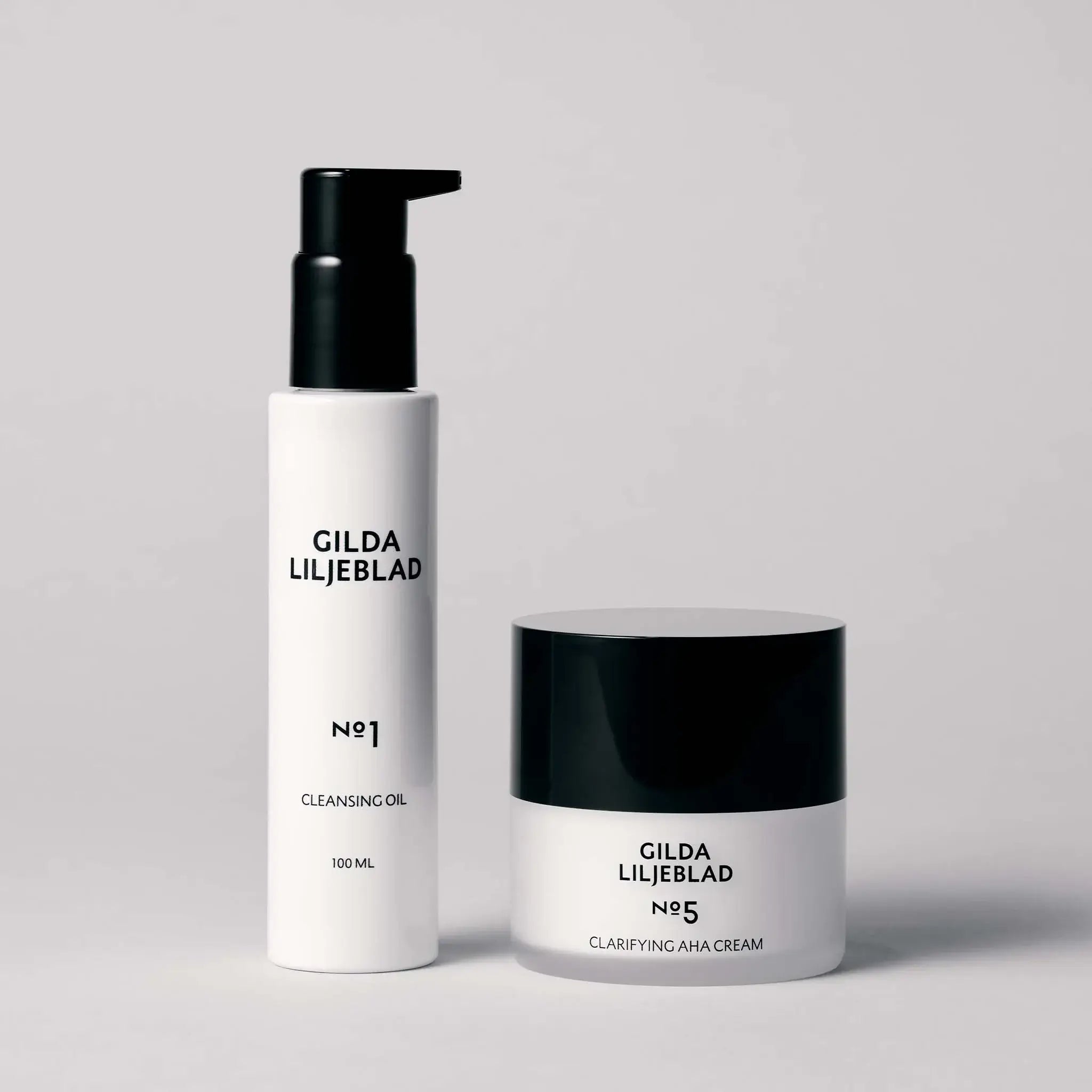 Šetrný čistící olej + Rozjasňující krém s AHA